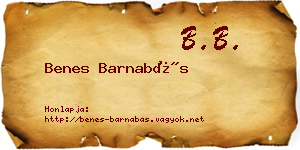Benes Barnabás névjegykártya